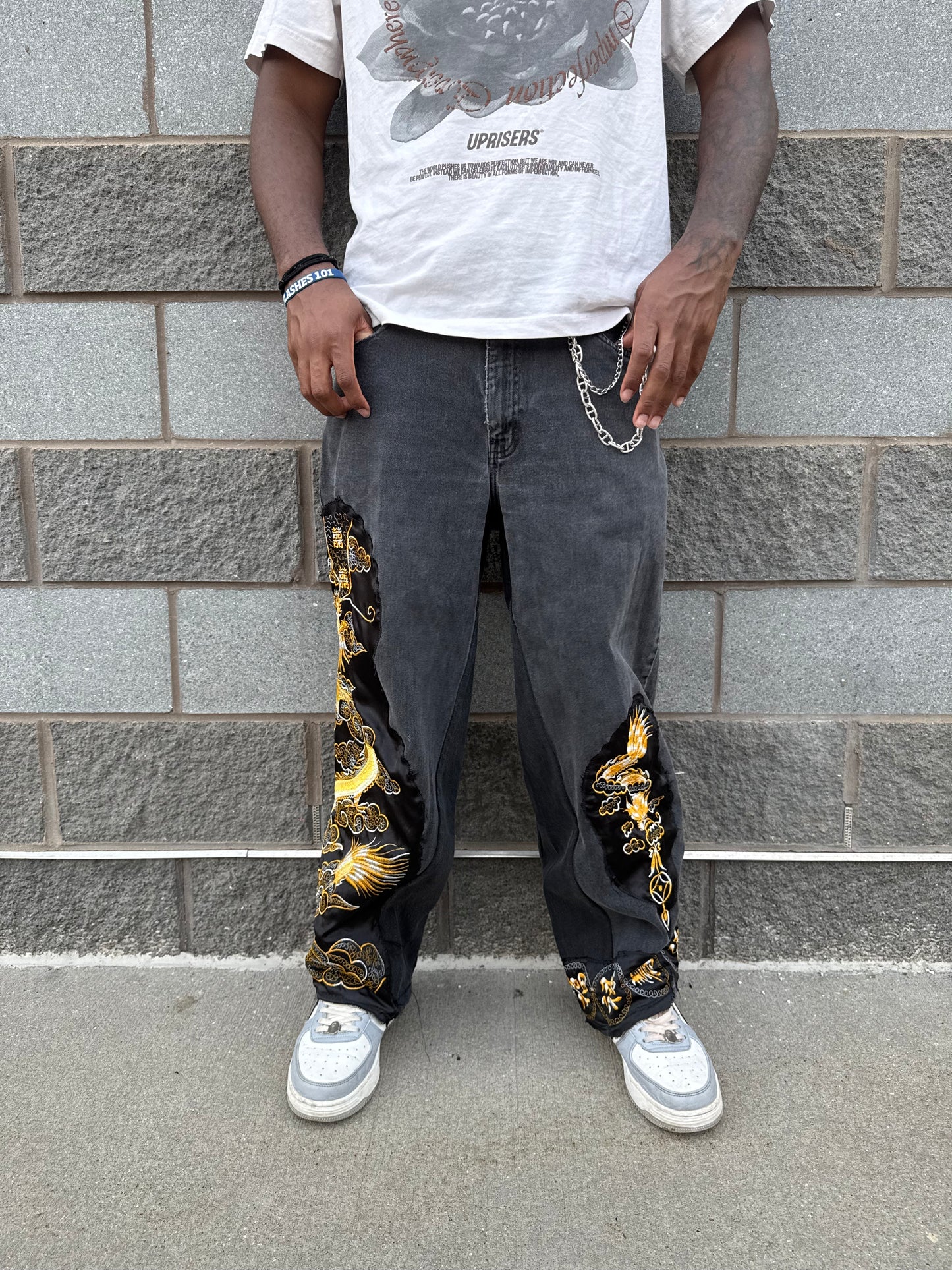 Black Patchwork Jeans
