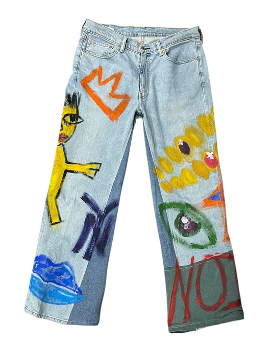 Painted baggy denim