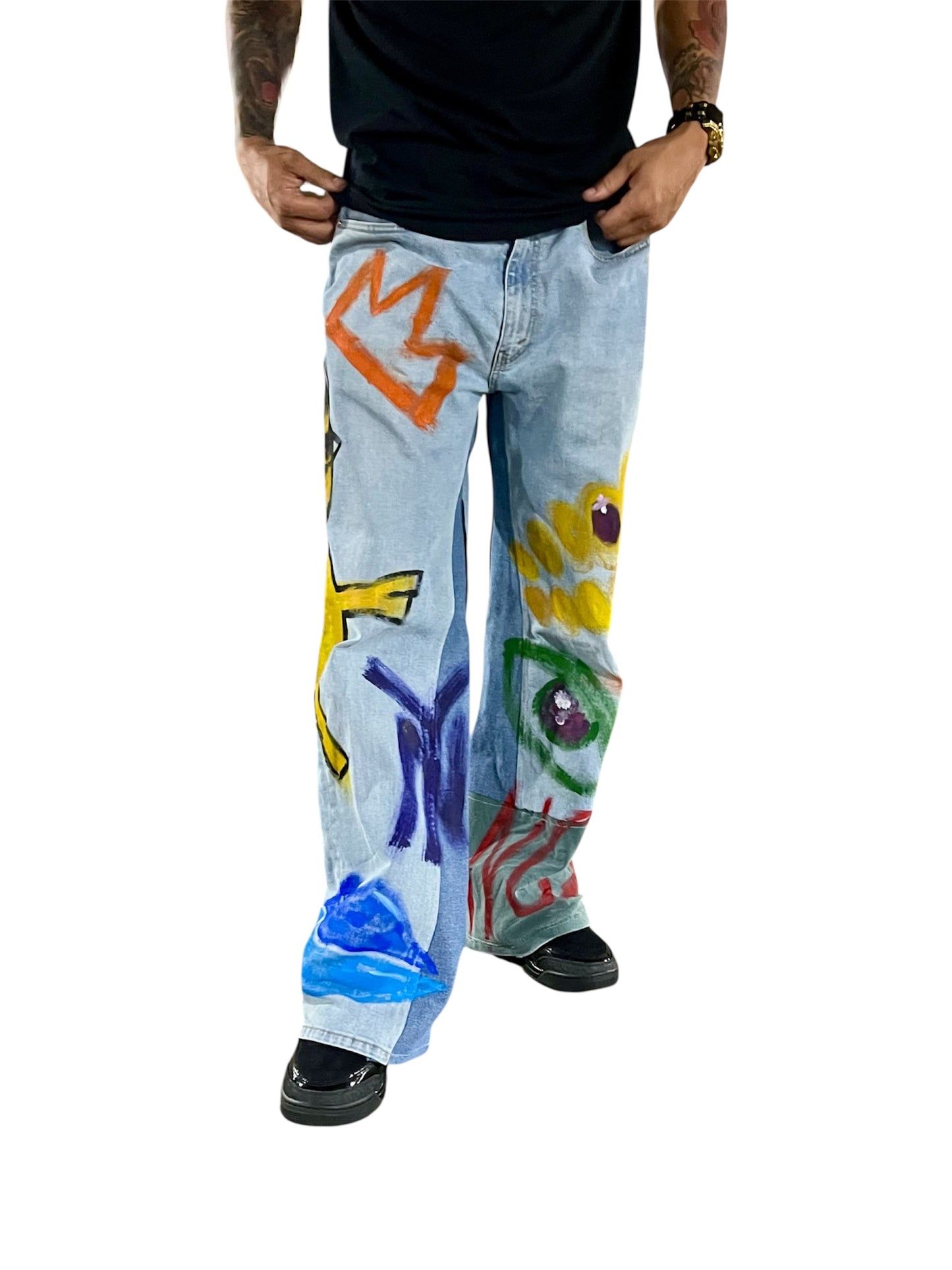 Painted baggy denim