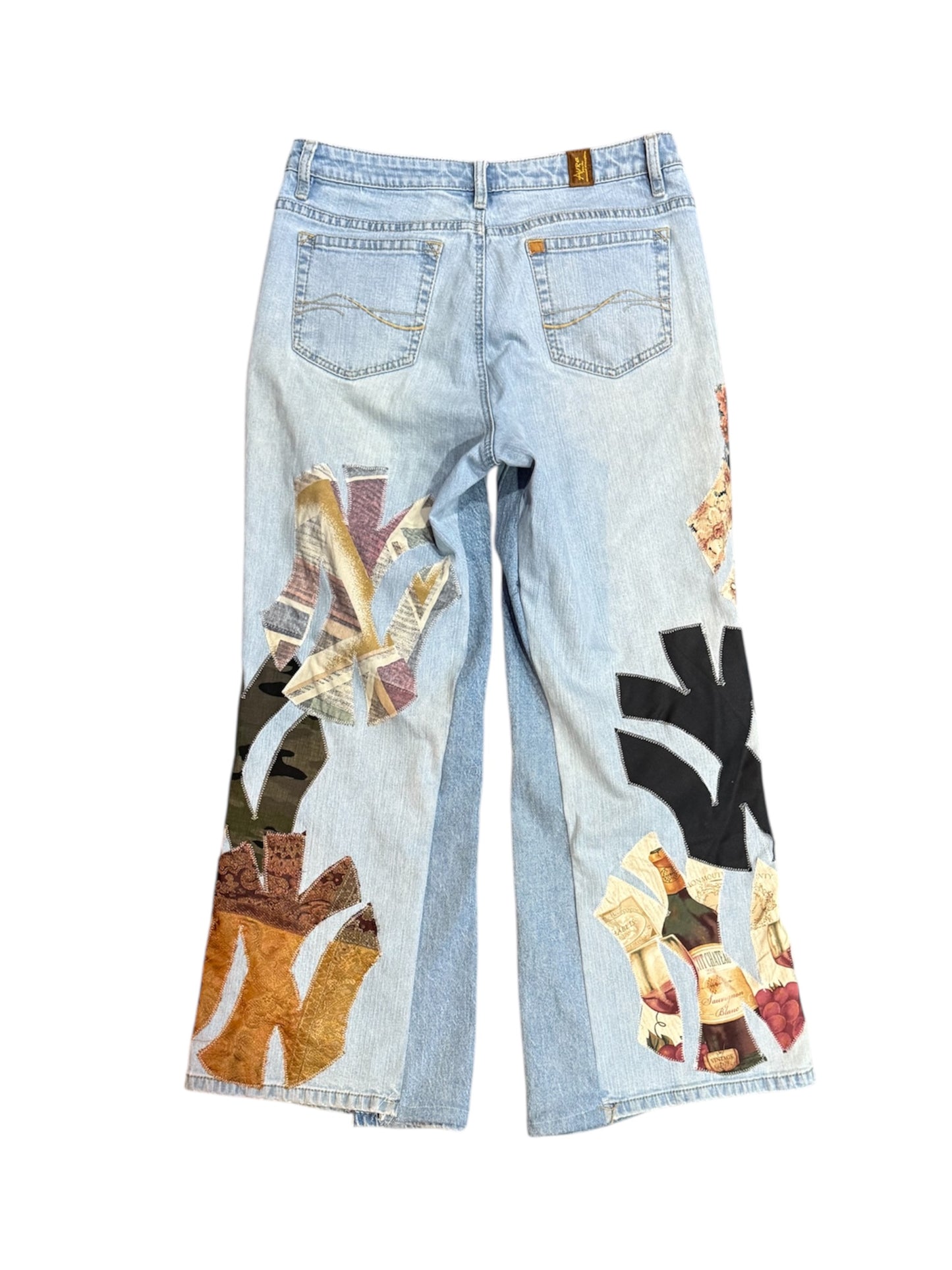 NY patchwork flare jeans
